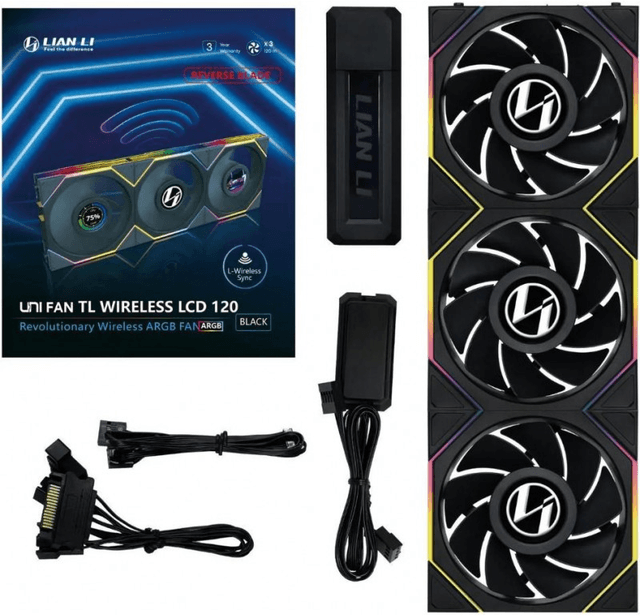 Lian Li UNI FAN TL120 LCD Reverse Blade Wireless (Pack de 3 / Black) [12RTLLCD1W3B]